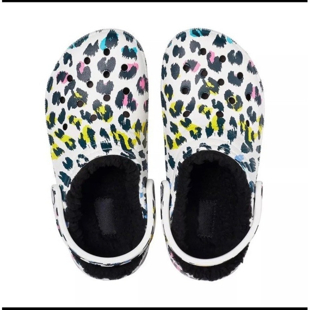 CROCS Classic Animal Print Lined CLOGS Slip On Everyday Comfort Shoe Women 8 - Picture 3 of 5